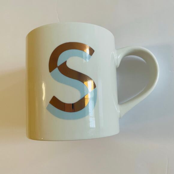Opalhouse Stoneware Monogram Initial‎ "S" Blue & Rose Gold Coffee Mug 16oz - Picture 5 of 5